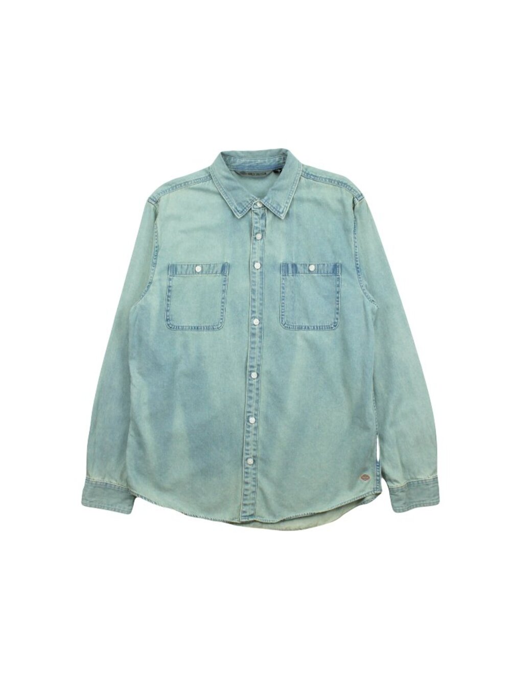 Harley Davidson Faded Denim Button Up Shirt L